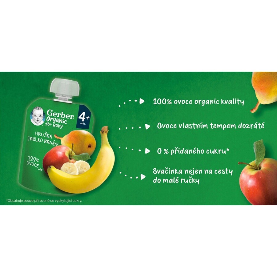 Gerber Organic Cápsula pera, manzana y plátano 90 g