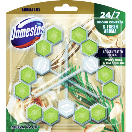 Domestos Flavour Lux Witte Roos en Tea Tree Olie Toiletblok 3 x 55 g