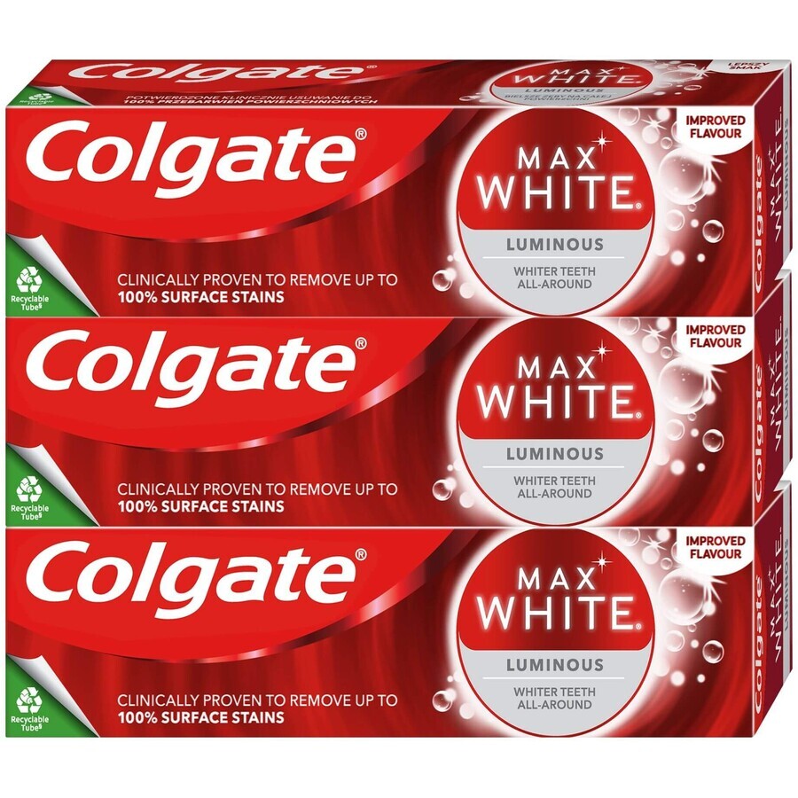 Colgate Max White Pasta dentífrica luminosa 3 x 75 ml