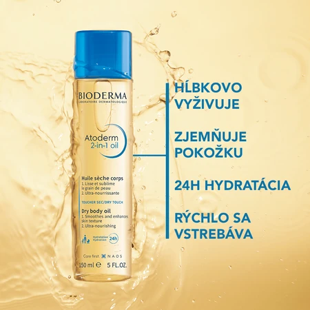 Bioderma Atoderm Oil 2in1, Huile sèche nourrissante à effet adoucissant pour les peaux sèches 150 ml
