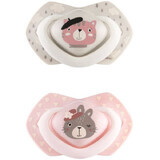 Canpol Babys BONJOUR PARIS symmetrische Silikon Schnuller Set 0-6m rosa BONJOUR PARIS 0-6m 2 Stück