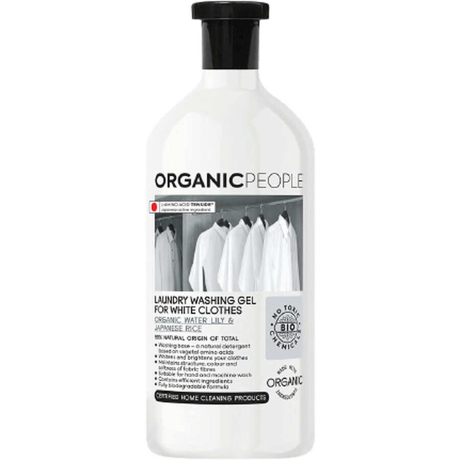 Organic People Gel ecológico para ropa blanca, nenúfar y arroz japonés 1000 ml