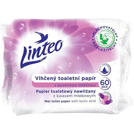 Linteo Papel higiénico hidratado con ácido láctico. 60 unidades