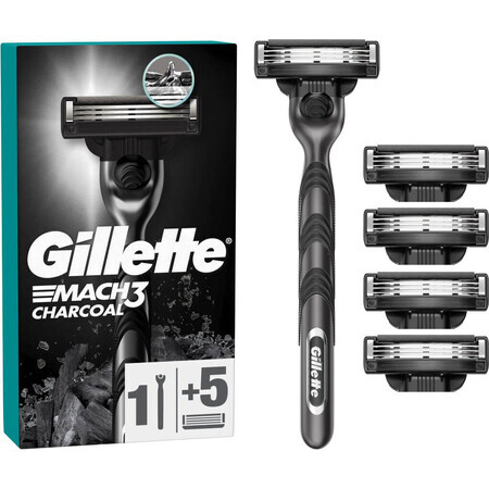 Gillette Mach3 Charcoal Herrenrasierer + 5 Scherköpfe