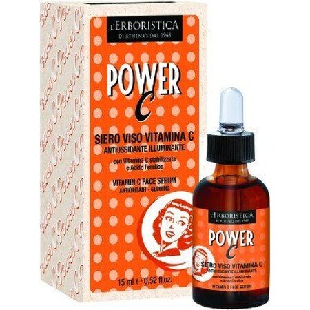 Erboristica POWER C - Suero para la piel con vitamina C y ácido ferúlico, iluminador, antioxidante 15 ml