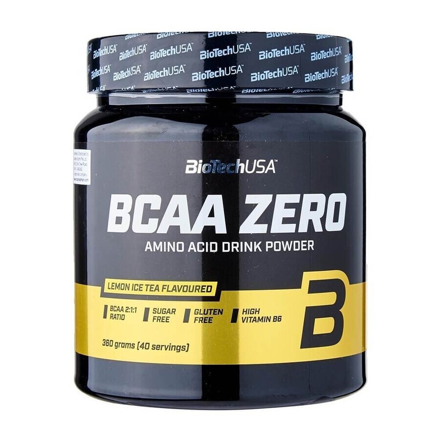 BCAA Zero en polvo con sabor a té helado de limón, 360g, Biotech USA