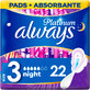 Toallas higi&#233;nicas Always Platinum night (talla 3) con alas 22 unidades