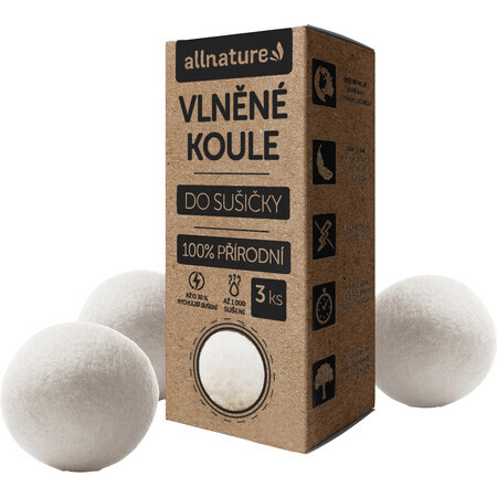 Allnature Bolas de lana para secar 3 piezas