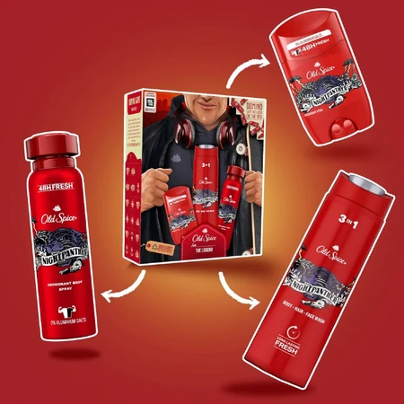 Old Spice City Explorer - set regalo con deodorante solido e spray, gel doccia Night Panther