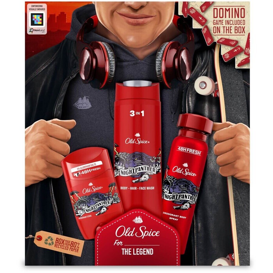 Old Spice City Explorer - set de regalo con desodorante sólido y spray, gel de ducha Night Panther