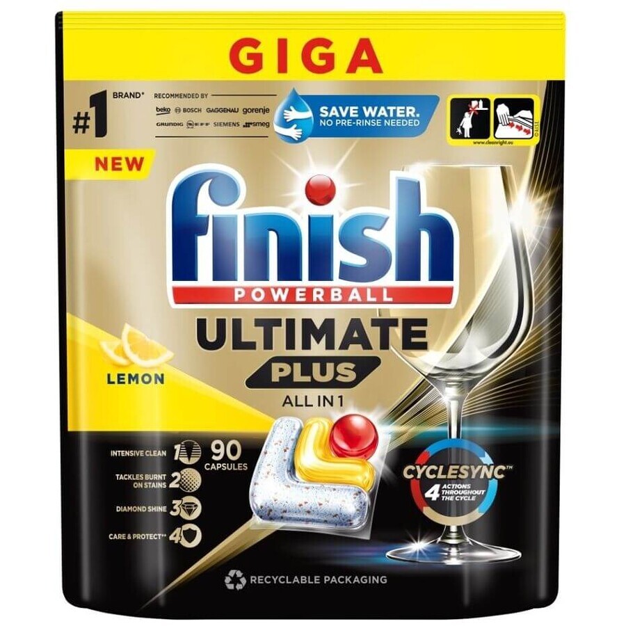 Finish Ultimate Plus Todo en 1 Limón 90 uds.