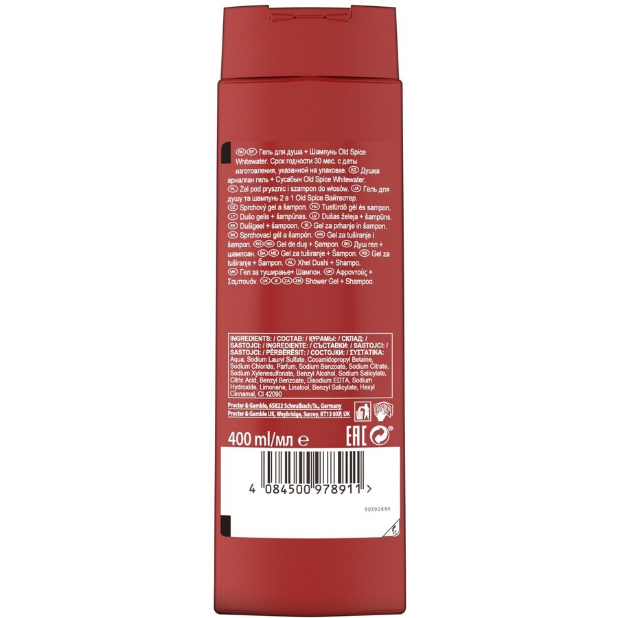 Gel de ducha Old Spice WhiteWater con fragancia fresca 400 ml