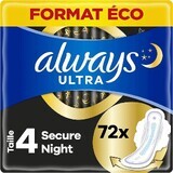 Compresas Always Ultra Night Safe con alas 72 unidades