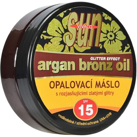 Vivaco Argan Oil Sunscreen Butter with Gold Glitter SPF15, 200 ml