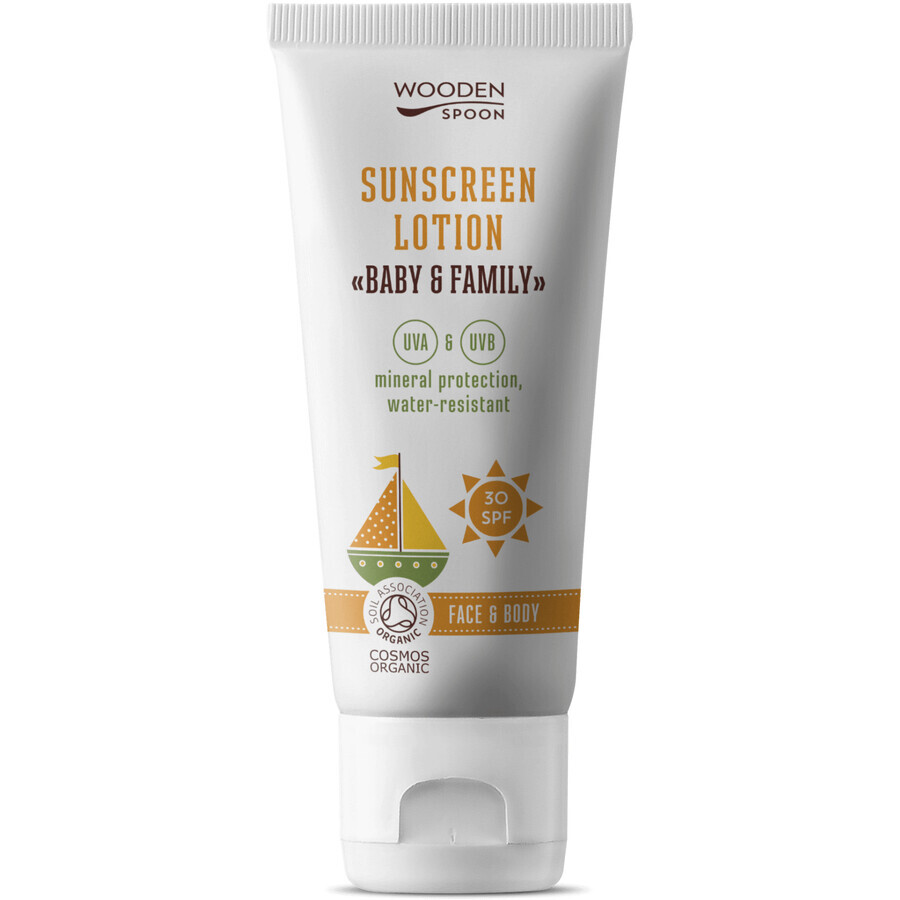 Cuchara de Madera Bebé y Familia Crema Solar SPF30, 100 ml