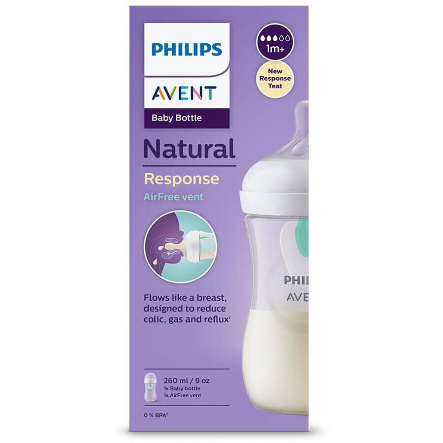 Philips Avent Biberón Natural Response con válvula AirFree 260 ml, 1m+