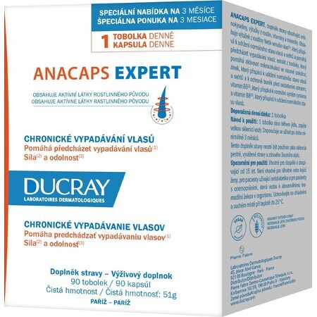 Ducray Anacaps Expert - perte de cheveux chronique 90 gélules