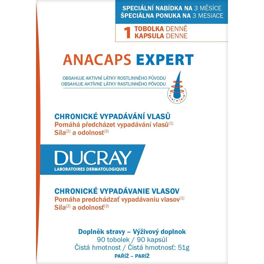 Ducray Anacaps Expert - perte de cheveux chronique 90 gélules