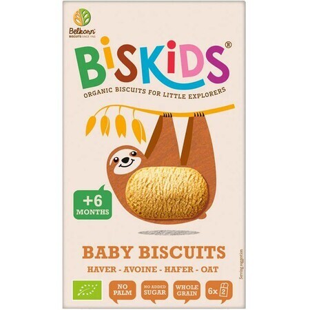 Belkorn BISkids Galletas ecológicas de avena para niños sin azúcares añadidos 6M+ 120 g