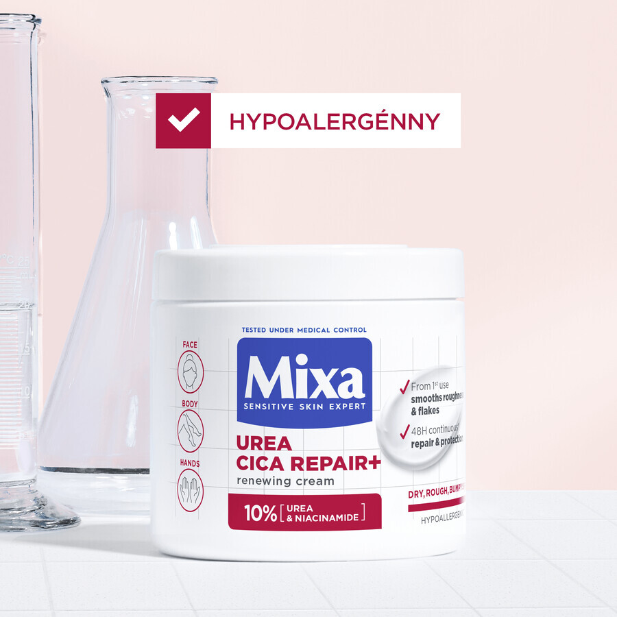 Mixa Urea Cica Repair+ soin régénérant pour les peaux très sèches et rugueuses, 400 ml