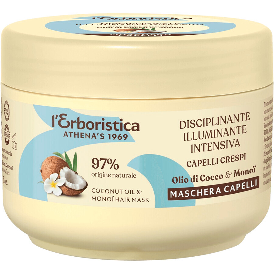 Erboristica Masque instantané pour cheveux secs et abîmés à l'huile de coco et au monoï 200 ml