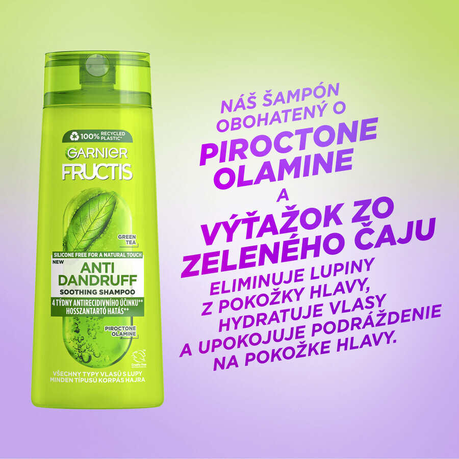 Garnier Fructis Champú anticaspa calmante para todo tipo de caspa, 250 ml