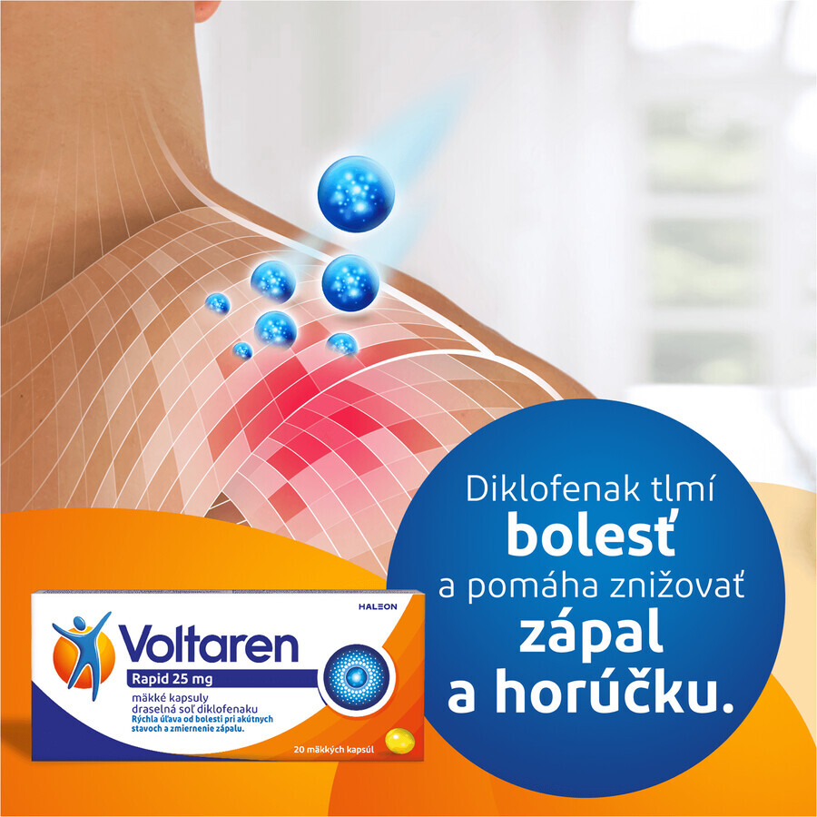 Voltaren Rapid 25 mg cápsulas blandas para el alivio rápido del dolor con efecto antiinflamatorio 20 cápsulas blandas