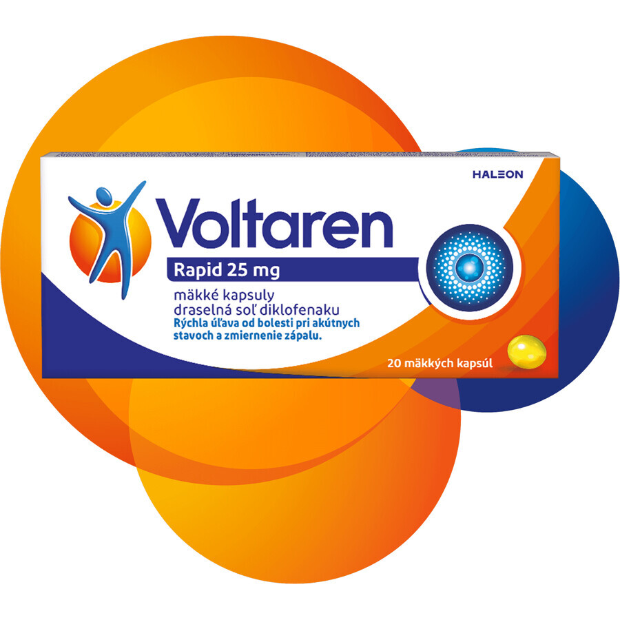 Voltaren Rapid 25 mg cápsulas blandas para el alivio rápido del dolor con efecto antiinflamatorio 20 cápsulas blandas