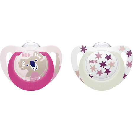 Nuk Fopspeen Ster Den&Nacht 6-18 m roze 2 stuks