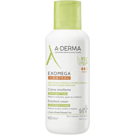 A-Derma Exomega controle verzachtende crème voor de droge huid met neiging tot atopisch eczeem 400 ml