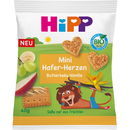 HiPP Galletas Ecológicas Corazones de Fruta y Cereales con Mantequilla-Vainilla 40 g