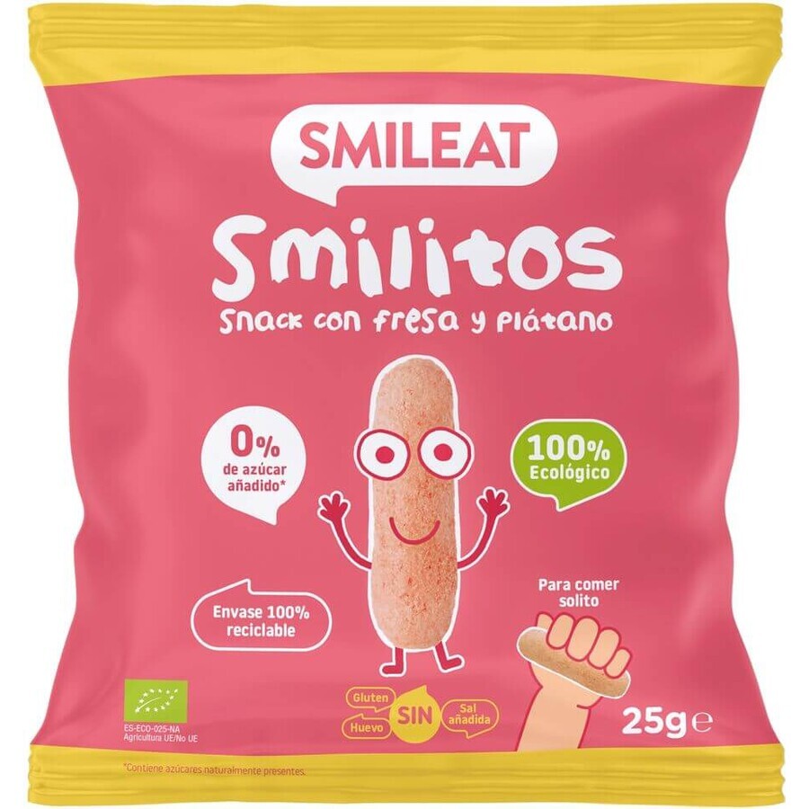 Smileat Crujientes de Maíz Ecológicos Smilitos sabor fresa y plátano 25 g