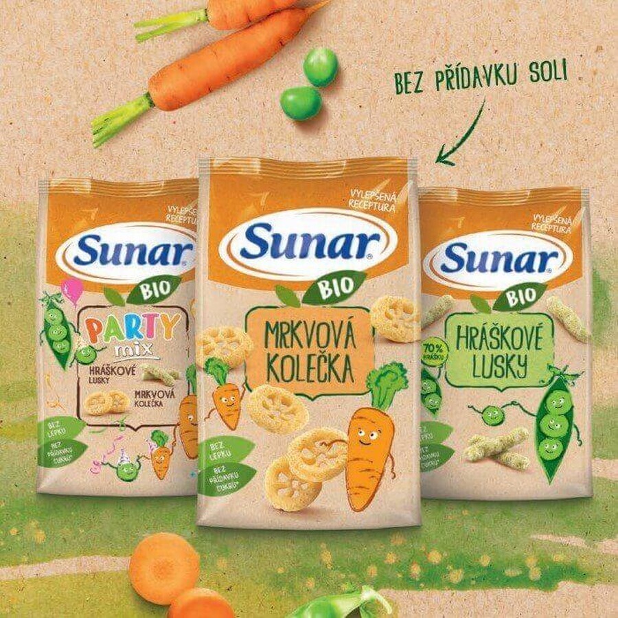 Sunar BIO Party-Mix, Chips für Kinder mit Erbsen und Karotten 45 g