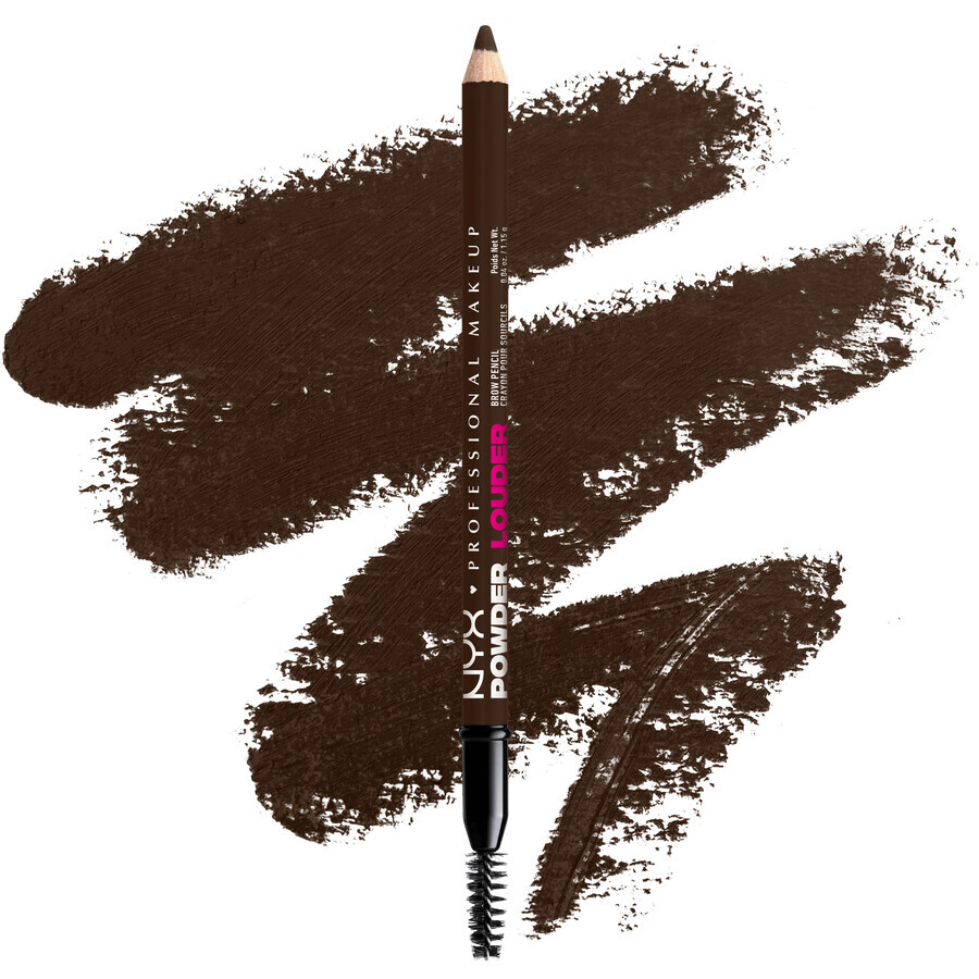 NYX Professional Makeup Powder Louder Brow Pencil Lápiz de cejas, marrón oscuro