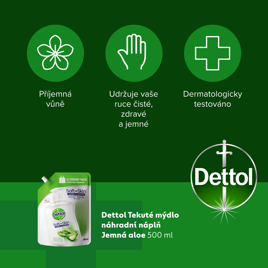 Dettol Recambio Jabón Líquido Aloe Vera y Vitamina E 500 ml