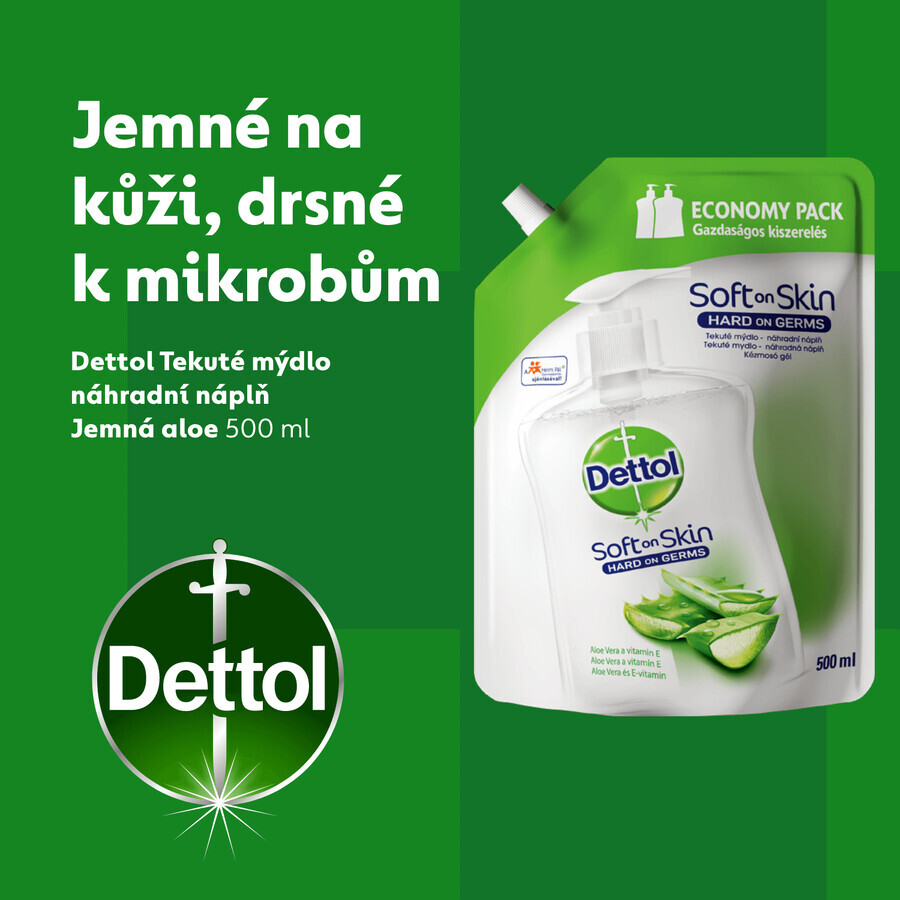 Dettol Recambio Jabón Líquido Aloe Vera y Vitamina E 500 ml