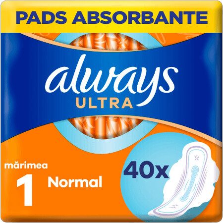 Șervețele sanitare Always Ultra Normal cu aripi 40 buc