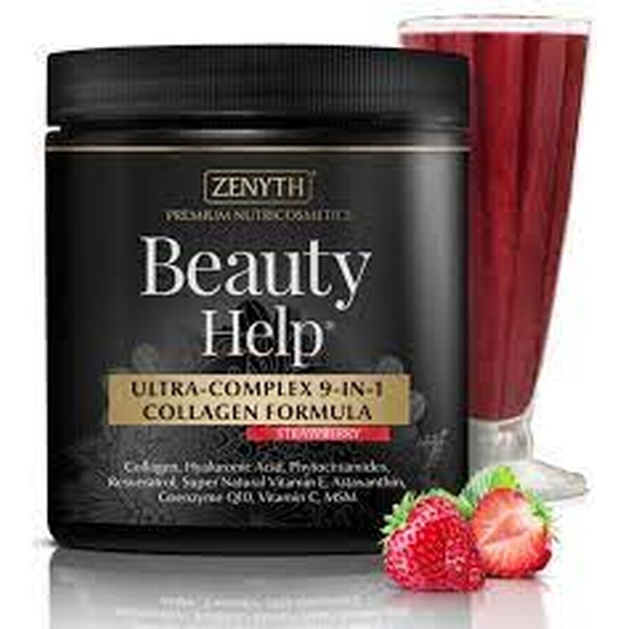 Beauty Help Ultra-Complex 9 en 1 Fórmula de Colágeno con Sabor a Fresa, 300 g, Zenyth