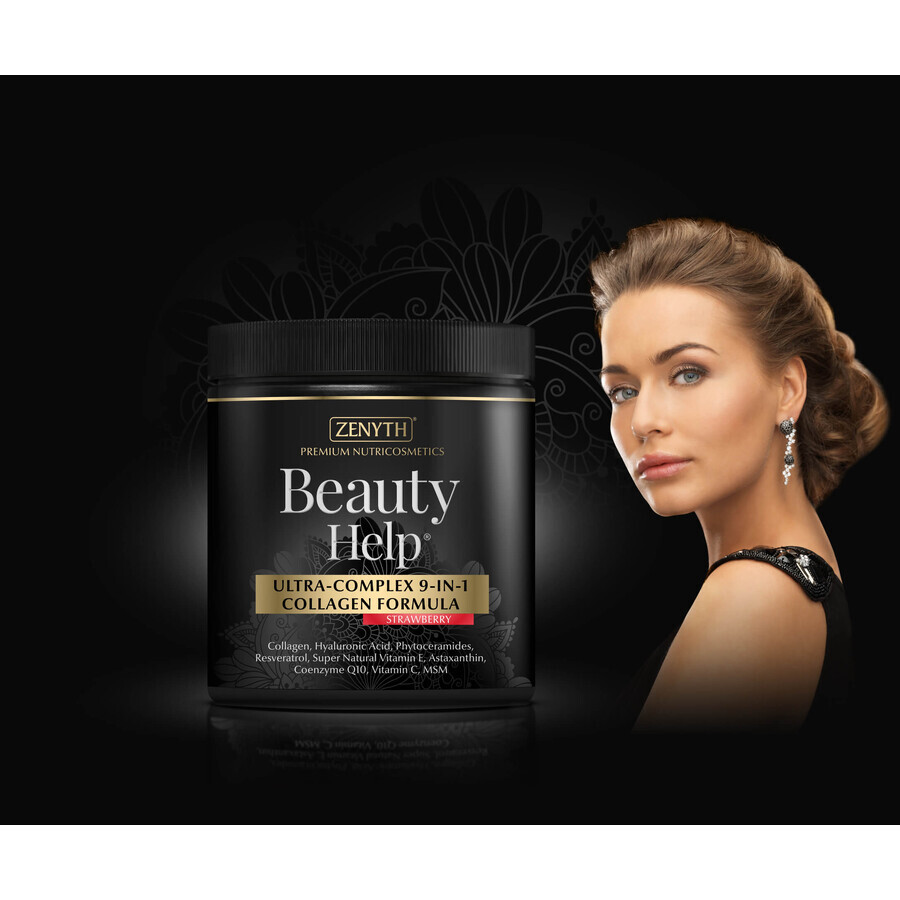 Beauty Help Ultra-Complex 9 en 1 Fórmula de Colágeno con Sabor a Fresa, 300 g, Zenyth