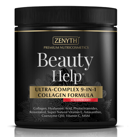 Beauty Help Ultra-Complex 9-in-1 Collagen Formula al gusto di fragola, 300 g, Zenyth