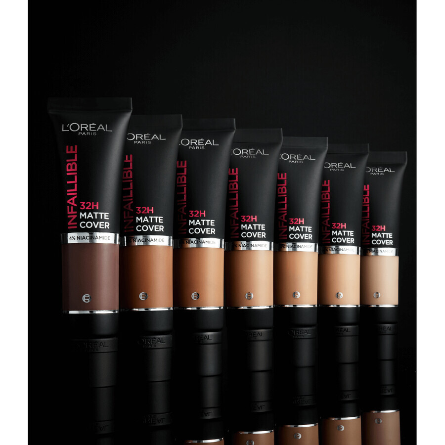 L'Oréal Paris Infaillible 32H Matte Cover 200 Arena dorada, cobertura maquillaje 30 ml