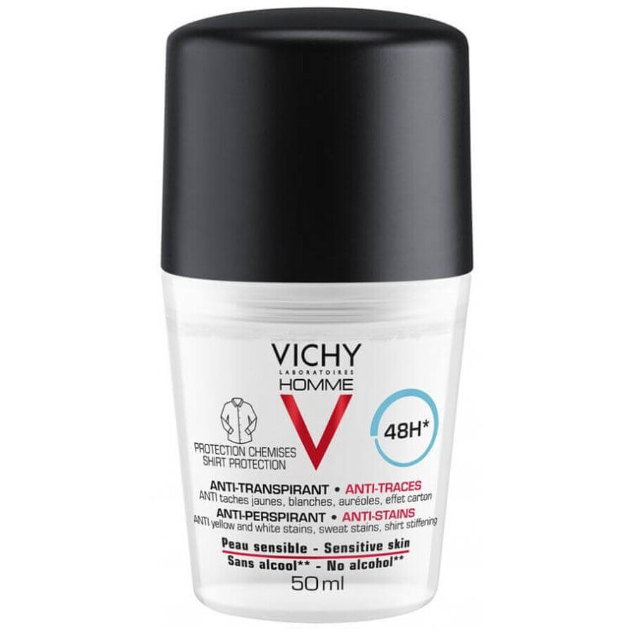 Vichy Homme Deo roll-on antitranspirante 48H para pieles sensibles 50 ml