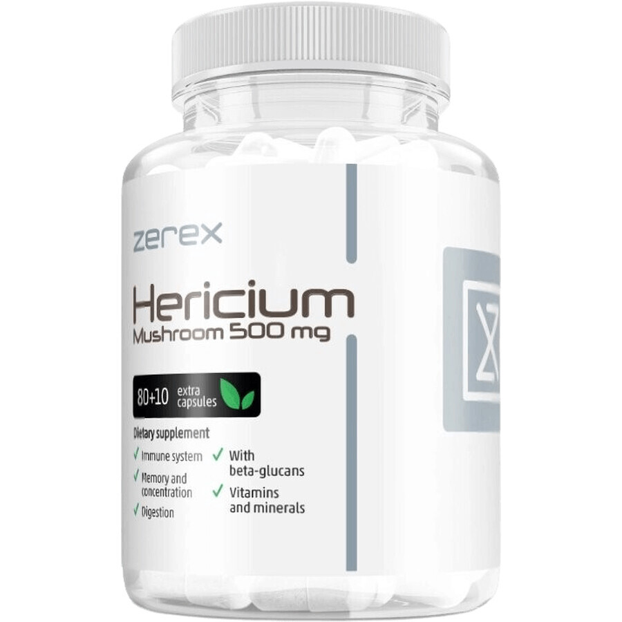 Zerex Hericium 500mg - memoria y concentración 90 cápsulas blandas