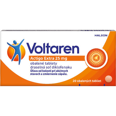 Voltaren Actigo Extra 25mg para el dolor muscular y articular 20 comprimidos