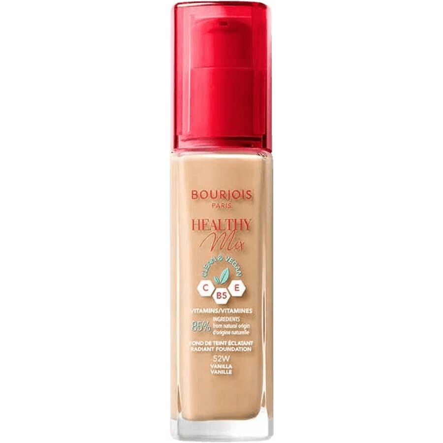 Bourjois Paris Healthy Mix Maquillaje Hidratante Luminoso 24h, 52W Vainilla 30 ml