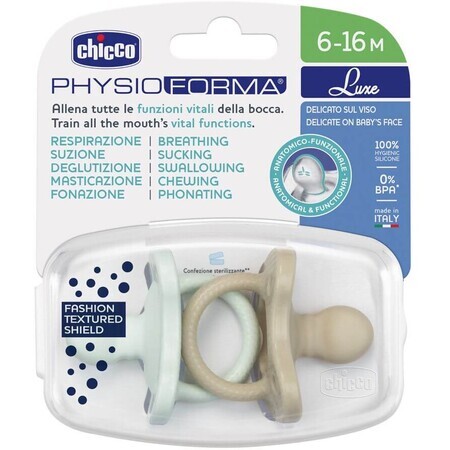 Chupete Chicco Physio luxe verde/gris 6-16m 2 pzs