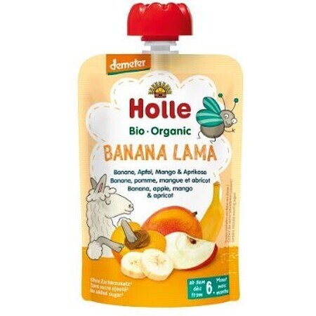 Holle Biologische puree, Banana Llama, banaan, appel, mango en abrikoos 100 g