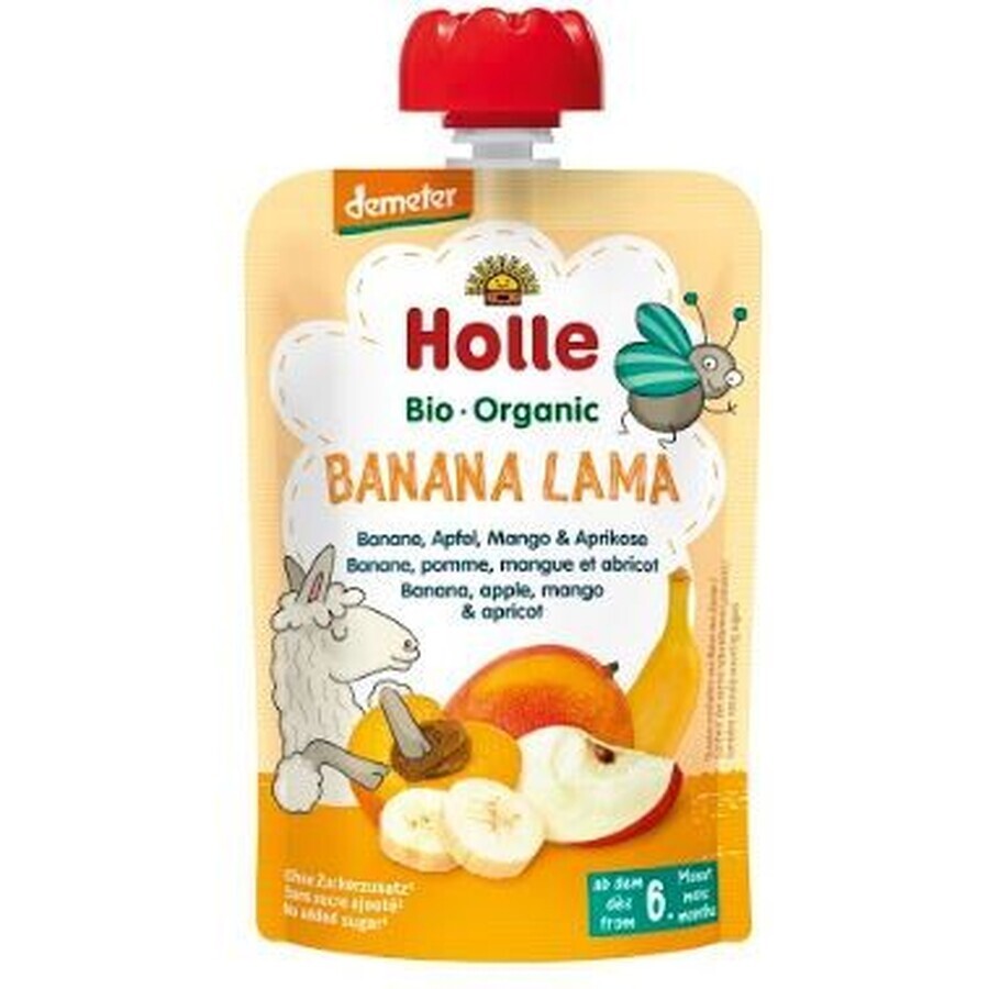 Holle Biologische puree, Banana Llama, banaan, appel, mango en abrikoos 100 g