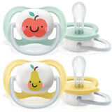 Philips Avent Ultra air sucette neutre 0-6m pomme 2 pcs