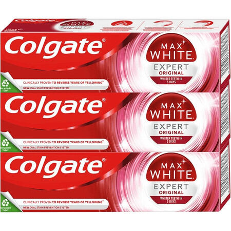 Colgate Max White Expert Pasta Dentífrica Original 3 x 75 ml